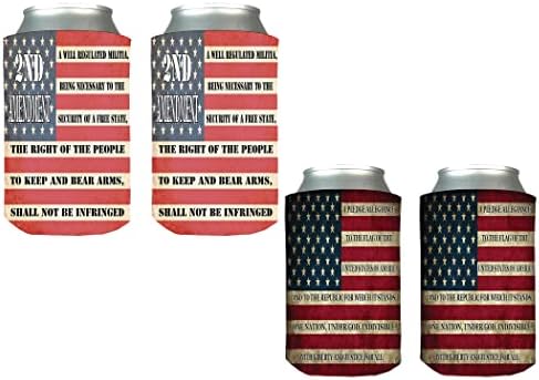 Флаг на САЩ Клетва за Вярност, флаг 2-та поправка Сгъваеми Бирени Кутии За бутилки Охладители на Напитки Ръкави на 2 групи от по 2 опаковки Подарък Набор от Комбота