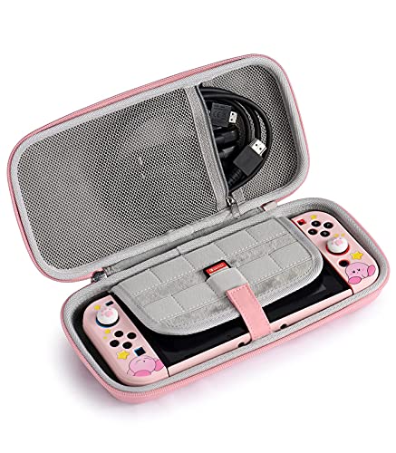 UYIYE Калъф за носене на Nintendo Switch, Защитно покритие ключ, Чанта за съхранение с 10 Отделения за карти игра, Вътрешен джоб за конзолата Nintendo Switch Joy-Против и Аксесоари (Кот?