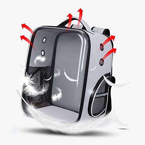 SCDZS Раница за домашни любимци Квадратен За Носене на Открито Пътни Чанти за домашни любимци Дишаща Прозрачна Двойна Чанта за през рамо (Цвят: сив)