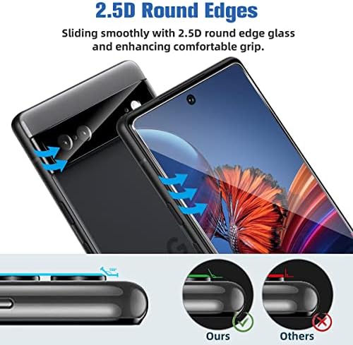 [3 + 2 опаковки] Защитно фолио за екрана и камери в Google Pixel 7 Glass, устойчиво на надраскване закалено