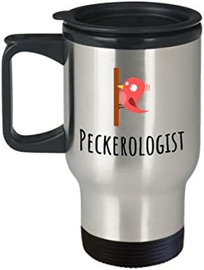 Забавна Пътна чаша за наблюдение на птици - Идея за подарък за наблюдение на птици - Подарък за Ловеца - Забавен подарък орнитологу - Peckerologist