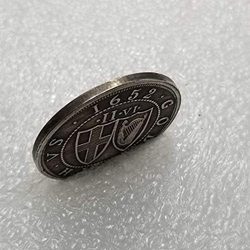 Старинни Занаяти 1652 Британски Съюз Месинг Сребърно Покритие Стар Сребърен Долар Кръгла Сребърна Сребърна Монета