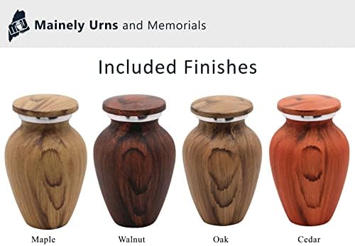 4 опаковки Кремационных урни за спомен с дървени апликации за праха - Алуминиеви урна с боядисана дървена тапицерия