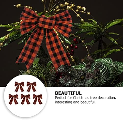 Favomoto Коледно Дърво, Декоративни Панделки от Зебло за Венци, Коледни Панделки в Клетката Черен Оранжев Бъфало