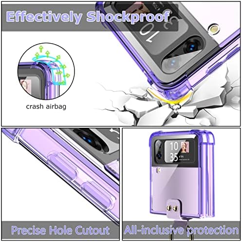 Разработен за Samsung Galaxy Z Flip 4 Калъф Прозрачен с пръстен, устойчив на удари Защитен калъф за вашия телефон