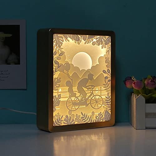 SIWEME Подарък за Деня на бащата 3D обработка На Хартия лека нощ Shadow Кутия Хартиени Скулптури Рамка Настолни Лампи Декоративно Настроение Светлината на Настолна Лампа