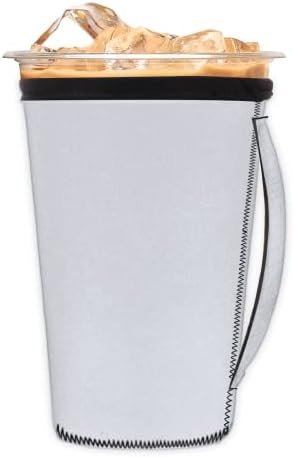 Lotus Black многократна употреба Кафе ръкав с лед с дръжка от неопрен за Напитки, кафе лате, Чай, Напитки, Бира (Голям 30-32 унция)