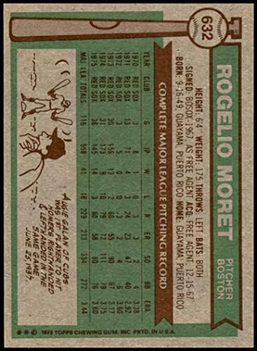 1976 Топпс 632 Рохелио Морето на Бостън Ред Сокс (бейзболна картичка) NM/MT Red Sox