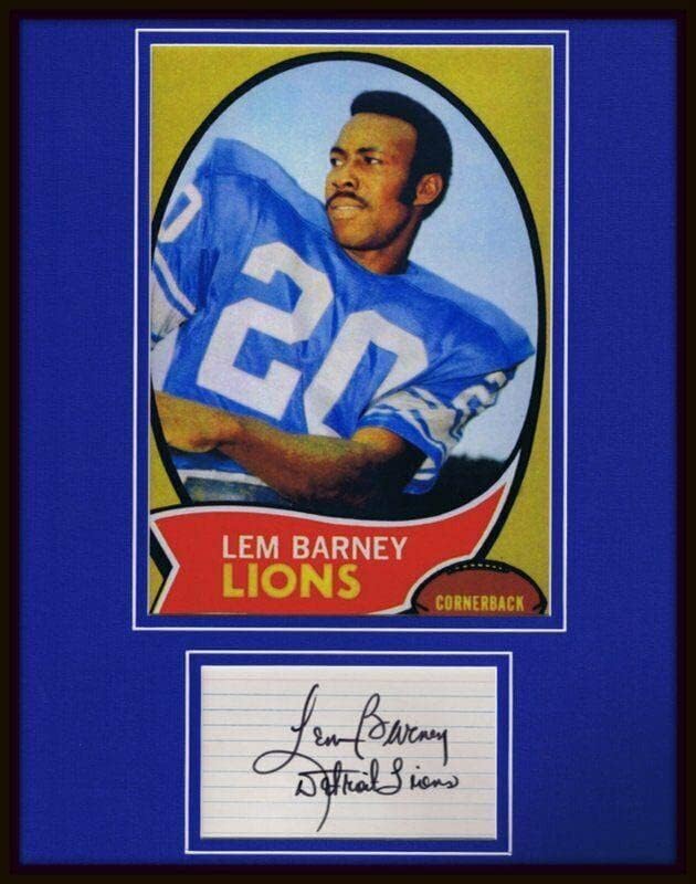 Лем Барни Подписа Снимка В Рамка с Размер 11x14 инча За Показване на JSA Lions - Снимки NFL с автограф