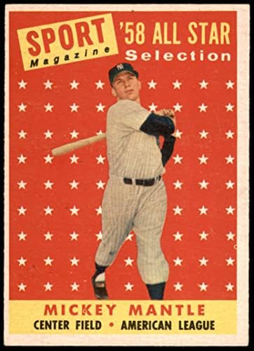 1958 Topps 487 All-Star Мики Мэнтл Ню Йорк Янкис (Бейзболна картичка) БИВШ Янкис