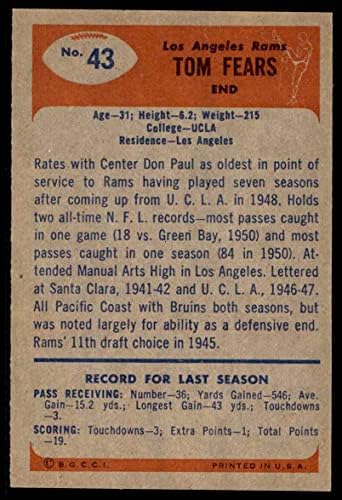 1955 Боуман # 43 Това се Страхува от Лос Анджелис Рэмс (Футболна карта) БИВШ Рэмс университета на Калифорния в Лос Анджелис / Санта Клара