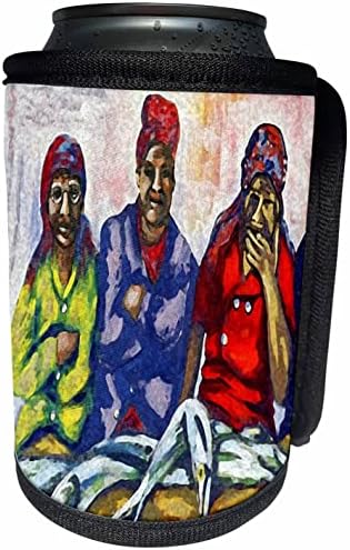 Триизмерно изображение на африканския мъже и Две дами, които продават риба В опаковки От по консервиране на буркани-на хладилника (cc_356399_1)