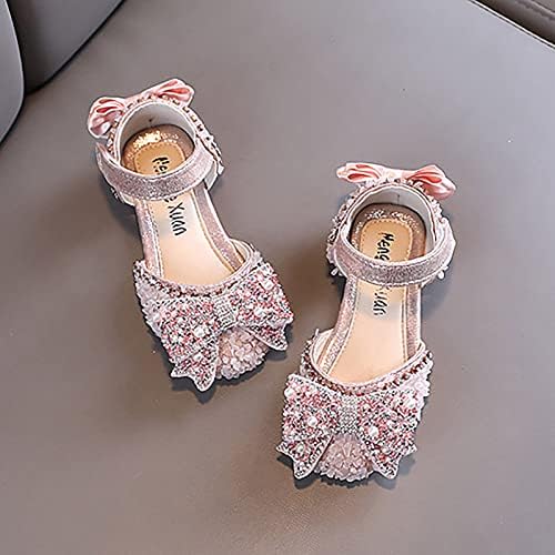 Детска модельная обувки; сезон пролет-есен; Нови детски обувки на плоска подметка с перли и кристали за момичета;
