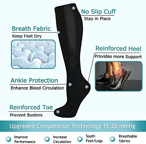 Компресия чорапи ACTINPUT за жени и мъже с кръвообращението 8 двойки 15-20 мм живачен стълб.календар. - Най-добрата