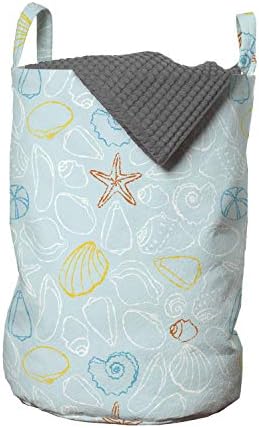 Чанта за дрехи Ambesonne в морски стил, Плътна Илюстрация на морски черупки под формата на морски звезди, Изработени в пастелни тонове, Кошница за дрехи с дръжки, закрыв?