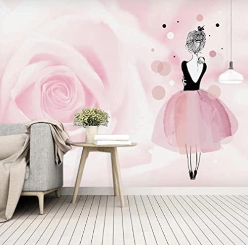 Yosot Custom Снимка 3D Розова Роза Цвете Балет Момиче Големи Стенни Тапети за Детска Стая Декор за Принцеси