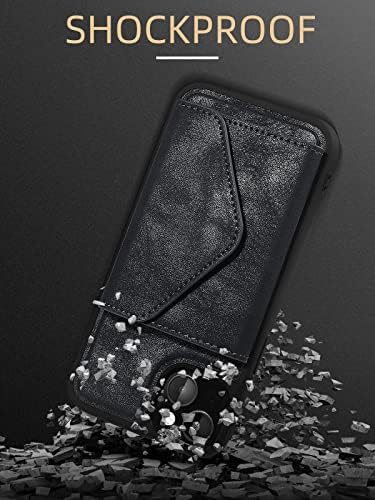 Wrukklca е Съвместим с калъф-портфейл за iPhone 14 / iPhone 13, Калъф за телефон от изкуствена кожа с държач за карти, Стойка за телефон с магнитна закопчалка, Защитен калъф за iPhon