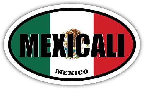 Мексикали Знаме на Мексико Овални Стикер Vinyl Стикер На Бронята 3x5 инча