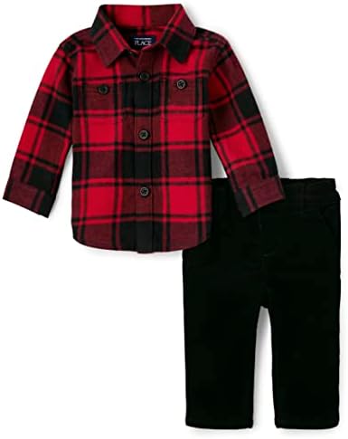 The Children ' s Place / Комплект от 2 комплекти ризи с копчета и дълъг ръкав за малки момчета и панталони-Chinos