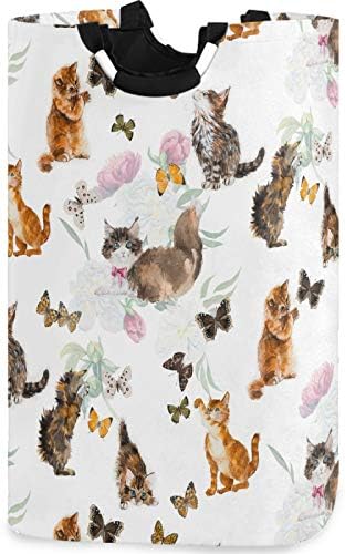 visesunny Кошница За дрехи с Голям Капацитет от Сладък Котка и Пеперуда От Плат Оксфорд, Кошница за Съхранение
