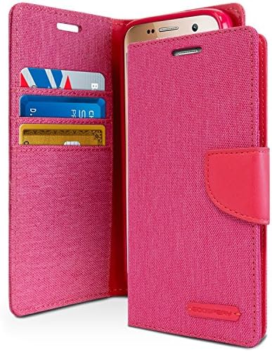 Платно портфейл Goospery за Samsung Galaxy S7 Case ( г.) с панти капак-стойка от деним - Розов