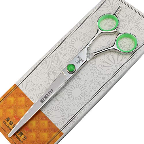 Висококачествена права дръжка от гематита, зелен винт, набор от фризьорски ножици 7.0 инча, ножици за рязане, ножици за свиване на ножица за изтъняване (ножици за ряз?