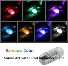 P auke'réi USB Разсеяна светлина, Активируемый звук, с Атмосферно светлина, лека нощ, Led Декоративен RGB, Разсеяна светлина за лаптоп, Многоцветен (Цвят на дъгата-Бяло-Розов