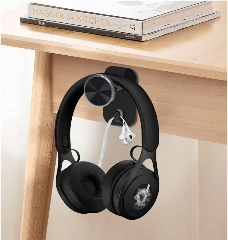 Титуляр поставка за слушалки MeetRade: 2 опаковки Приклеивающихся куки за гейминг слушалки, Стойка за слушалки