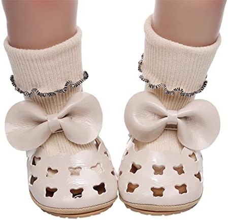 Принцесата На Куха обувки за бебета в 018 м, Обувки за ходунков, Сандали за момичета с лък, Летни Сандали за първото дете, за малки момчета и момичета (Бежово, 6-12 месеца