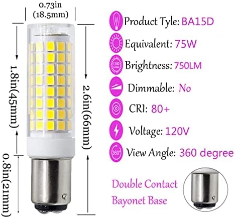 Лампа LIRENGUI BA15D Led Пълното Покритие на Двухконтактные лампи с байонетным основание 120 В 7 Вата 8 W Флуоресцентна