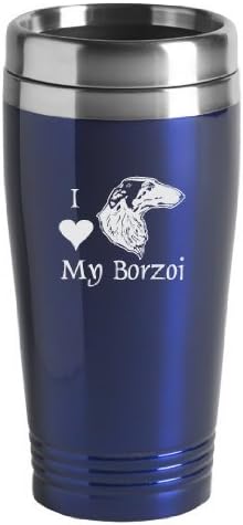 Пътна чаша Sutter's Mill Specialties на 16 унции От неръждаема стомана - I Love My Borzoi - Син