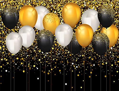 7x5 метра Черно-Златна Блестящ Фон за Снимки Сребърно-Златен Фон с въздушно топка за Снимане на Черни Фонове за Рожден Ден, Сватба Абитуриентски Бижута за Бала парти?