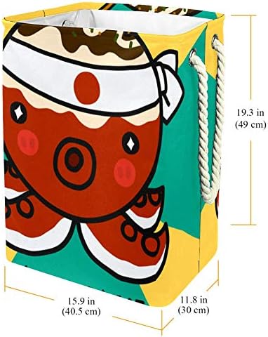 Inhomer Японската Храна Октопод Такояки Карикатура 300D Оксфорд PVC, Водоустойчив Кошница За Дрехи, Голяма Кошница