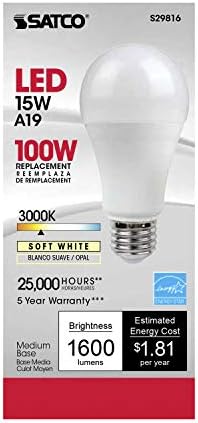 Satco Products, Inc S29816 Лампа с нажежаема жичка със среден размер, 4,63 инча, Матово-бяла