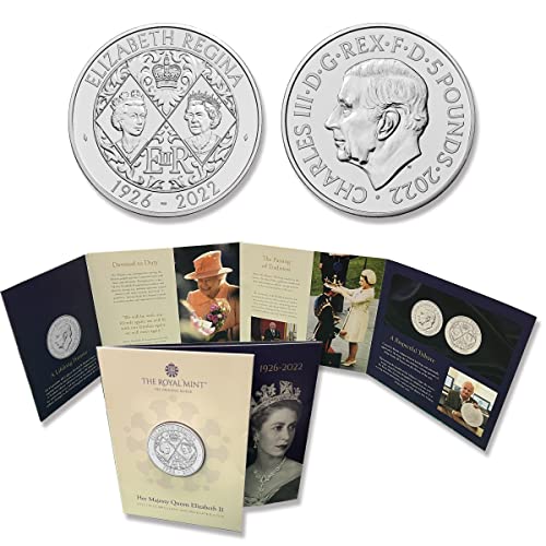 Паметник на кралица Елизабет II 2022 година на издаване £ 5 Кралския Монетен двор на Диамант Без лечение