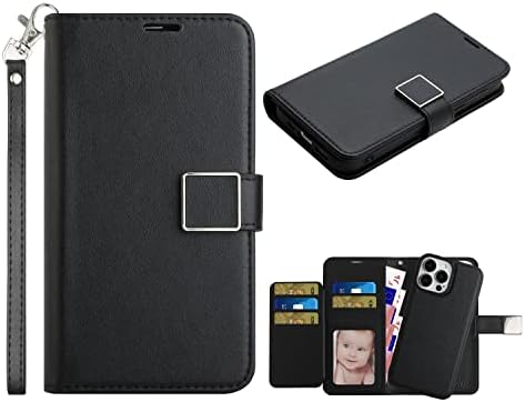 Калъф SWP за iPhone 13 Pro, сменяем магнитен калъф-портфейл с отделения за кредитни карти [Поддръжка за безжично