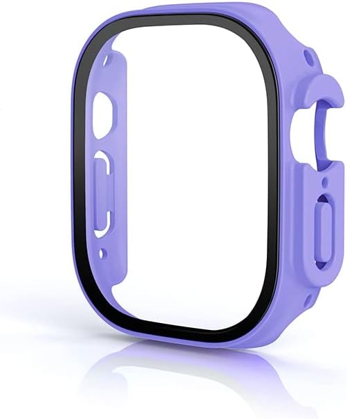 Стъкло Wscebck + Калъф за Apple Watch Case Ultra 49 мм PC Броня Закалени Калъф Защитната обвивка на екрана Iwatch Accessorie Серията Ultra Cover (Цвят: лилаво, размер: Ultra 49 мм)