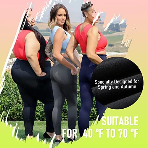 HIGHDAYS 3 Опаковки Леггинсов с джобове за жени - Панталони за Йога с матово подплата и контрол на корема с