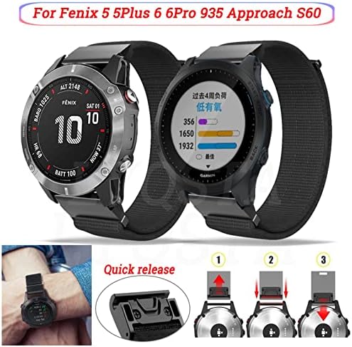 Комплект презрамки 22 мм и Найлонова Каишка За часовник Garmin Fenix 6X6 Pro Watch Easyfit Каишки за ръчни часовници