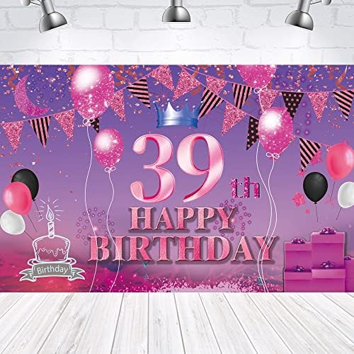 С 39-ти Рожден Ден на Фона на Банер Розово Лилаво 39-ти Знак Плакат 39 Рожден Ден, за да проверите за Юбилейна