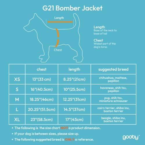 Яке-бомбер Gooby G21 за кучета - Тюркоаз, Голям размер - Непромокаеми Зимни пуловери за малки кучета с цип с