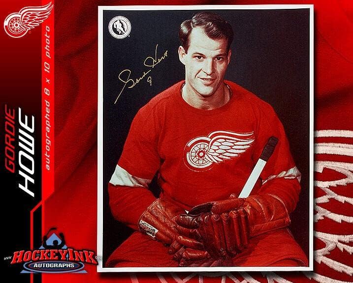 Горди Хоу ПОДПИСА снимка на Детройт Ред Уингс 8 x 10 -70071 - Снимки на НХЛ с автограф