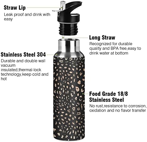 Бутилка за вода Glaphy Розово-Златна, Леопардовая, със Сламен капак, не съдържа BPA, 20 грама, Бутилки за Вода,