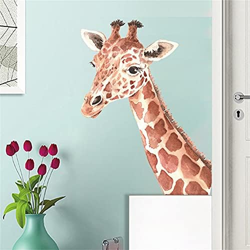 ROFARSO Реалистични Сладки Винилови Стикери за Стена с Животински под формата на Жираф, Подвижни Стикери за