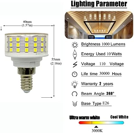 Led лампа E12 мощност от 10 W в формата на гъбата (еквивалентен на халогенна лампа с мощност 100 W), по-Топъл