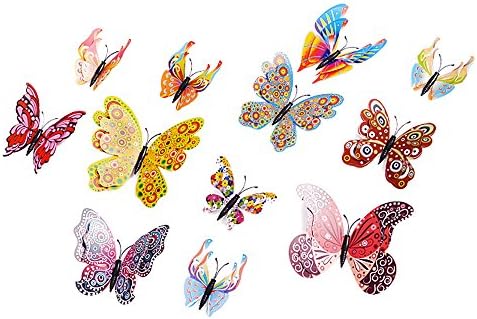 Декоративни Пеперуди за Спални, Стенни Стикер от PVC, 3D, 12 Детски Бр, Декоративни Стикери, Стая Декор, Начало