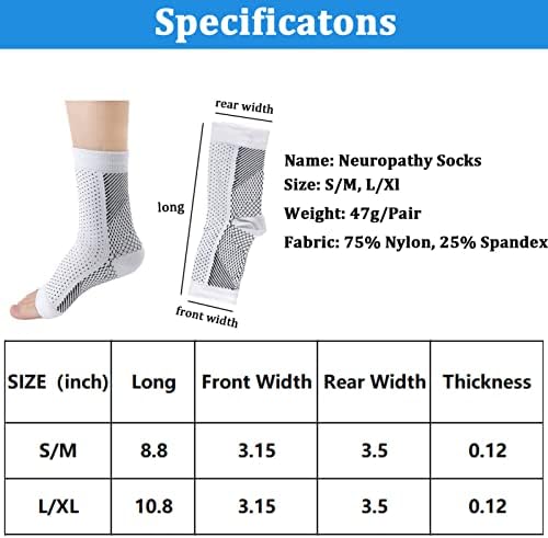 iKneonei, 4 двойки Компрексовых Чорапи на Глезените, Чорапи за Облекчаване на Болки при Невропатия за Краката,