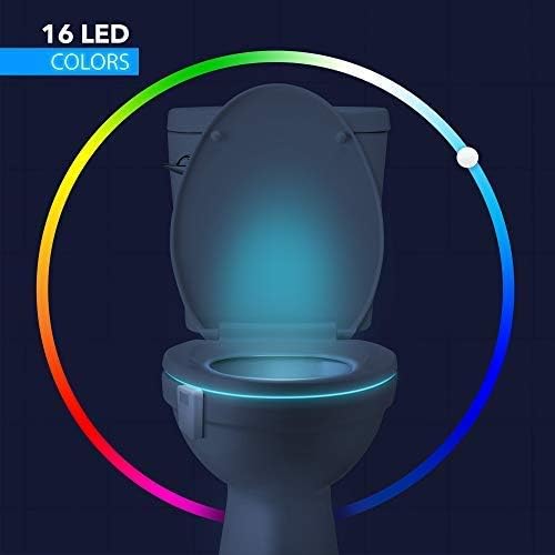 Нощни осветителни тела за тоалетна Chunace, 4 опаковки - Led лампа с активиране на сензора за движение - един Забавен лека нощ за баня, което променя 16 цвята, се Побира върх