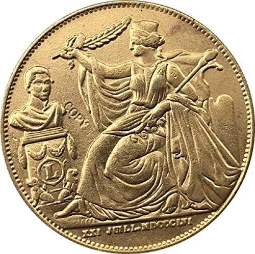 Монета на Повикване 1856 Белгия Копие на монети в купюри от 5 Сантима Колекция Бижута 28 ММ Колекция от Подаръци