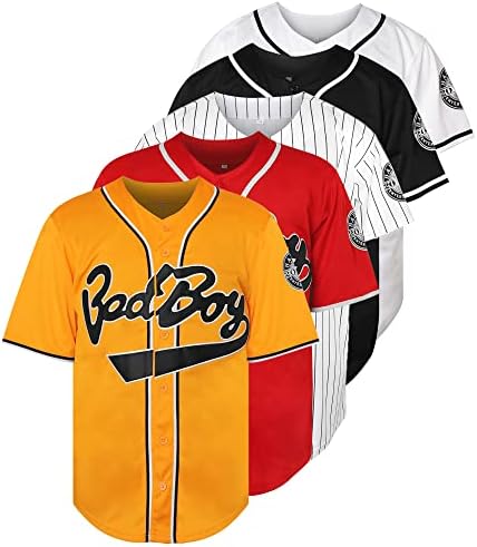 Мъжка бейзболна риза Smalls 10 Bad Boy Jersey 72, Прошитая, Бяла, Черна, Червена, Жълта, S-3XL